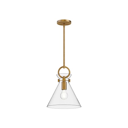 Alora Lighting Emerson 11" Wide Pendant Aged Gold / Clear Glass