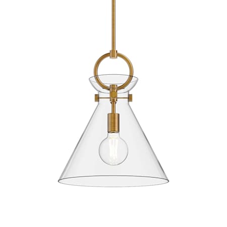 Alora Lighting Emerson 14" Wide Pendant Aged Gold / Clear Glass
