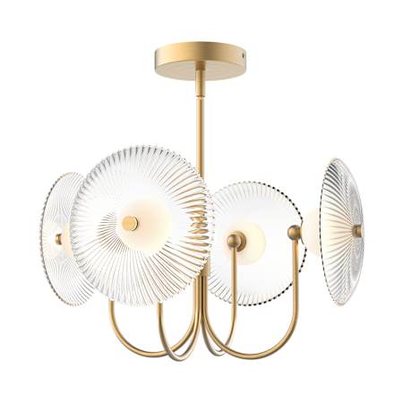 Alora Lighting Hera 21" Wide Multi Light Pendant Brushed Gold / Clear Ribbed Glass