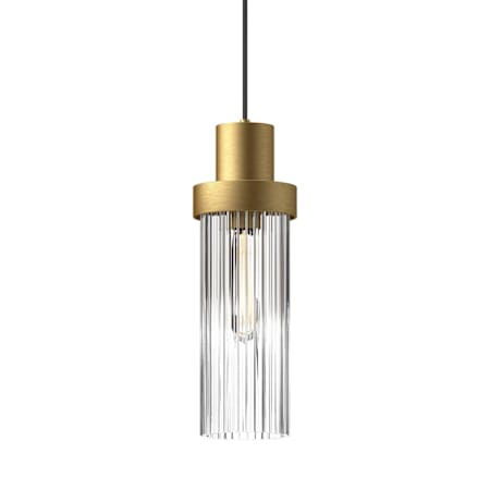 Alora Lighting Kent 5" Wide Mini Pendant with Clear Ribbed Glass Shade Brushed Gold