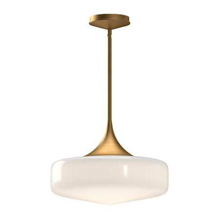 Alora Lighting Lincoln 14" Wide Pendant with Glossy Opal Glass Shade Aged Gold