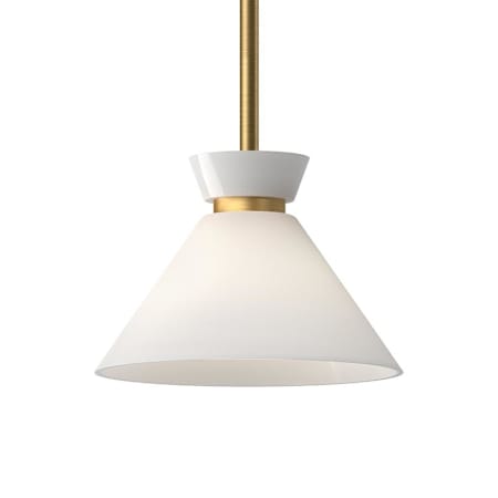 Alora Lighting Halston 8" Wide Mini Pendant with Glossy Opal Glass Shade Brushed Gold
