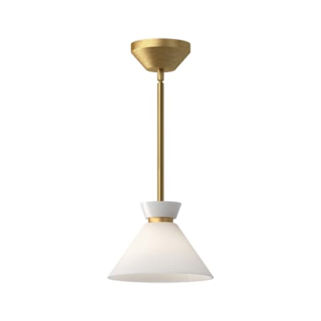 Alora Lighting Halston 8" Wide Mini Pendant with Glossy Opal Glass Shade Brushed Gold