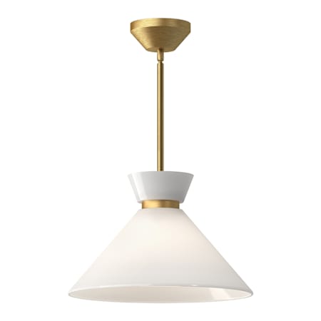 Alora Lighting Halston 14" Wide Pendant with Glossy Opal Glass Shade Brushed Gold