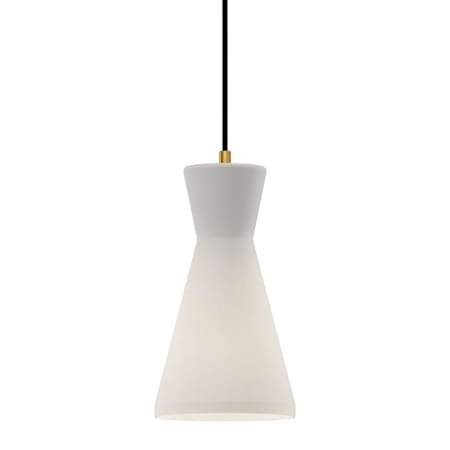 Alora Lighting Betty 9" Wide Mini Pendant Aged Gold / Opal Glass