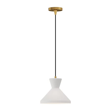 Alora Lighting Betty 12" Wide Pendant Aged Gold / Opal Glass