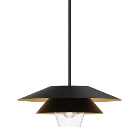 Alora Lighting Tetsu 20" Wide Pendant Matte Black / Clear Glass