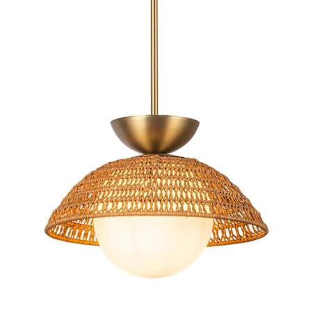 Alora Lighting Perth 15" Wide Pendant Brushed Gold / Opal Glass