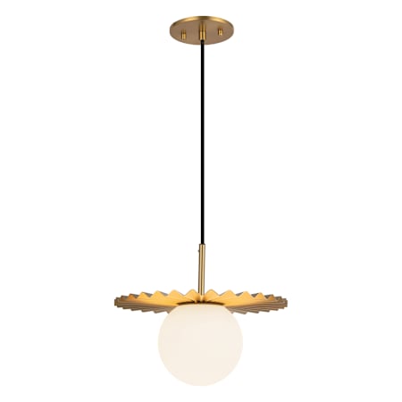 Alora Lighting Plume 12" Wide Pendant with Opal Glass Shade Brushed Gold