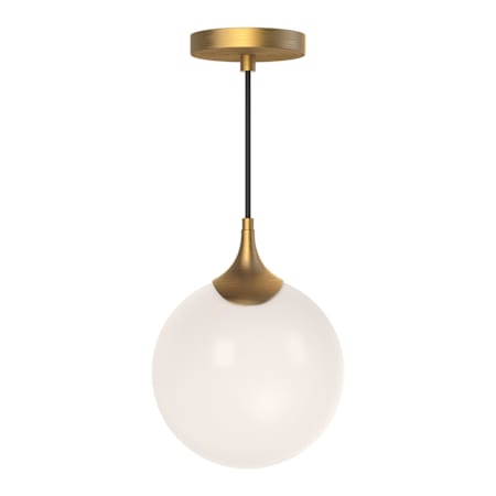 Alora Lighting Nouveau 8" Wide Mini Pendant with Opal Glass Shade Aged Gold