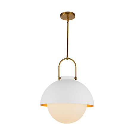 Alora Lighting Harper 16" Wide Pendant with Metal and Opal Glass Shades White / Opal Glass