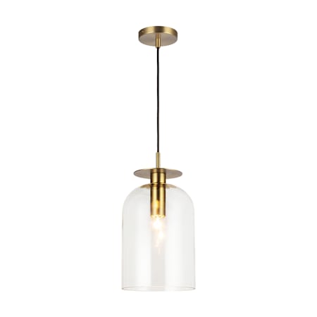 Alora Lighting Sylvia 8" Wide Mini Pendant Brushed Gold / Clear Glass