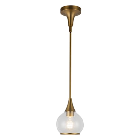 Alora Lighting Hazel 7" Wide Mini Pendant with Clear Glass Shade Aged Gold