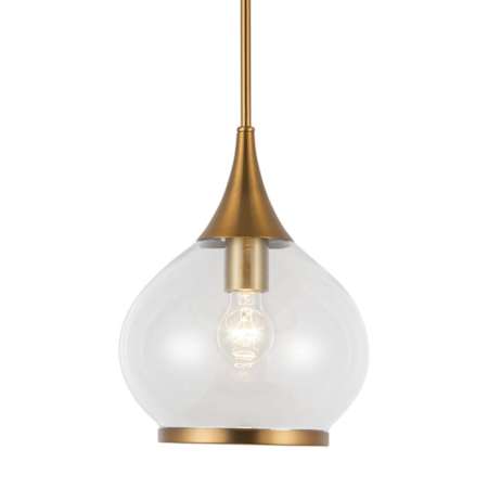 Alora Lighting Hazel 10" Wide Pendant with Clear Glass Shade Aged Gold