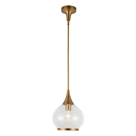 Alora Lighting Hazel 10" Wide Pendant with Clear Glass Shade Aged Gold