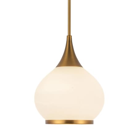 Alora Lighting Hazel 10" Wide Pendant with Opal Glass Shade Aged Gold