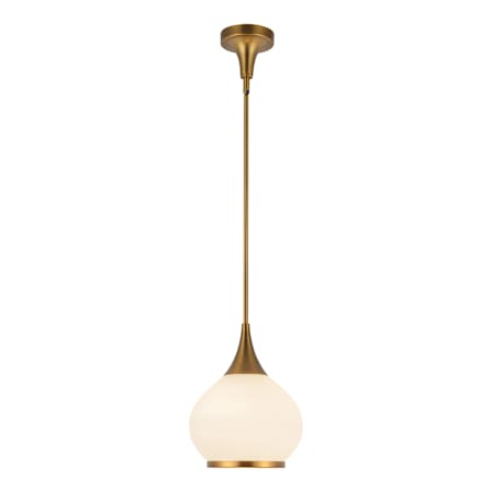Alora Lighting Hazel 10" Wide Pendant with Opal Glass Shade Aged Gold