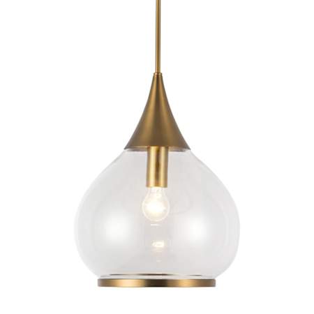 Alora Lighting Hazel 14" Wide Pendant with Clear Glass Shade Aged Gold