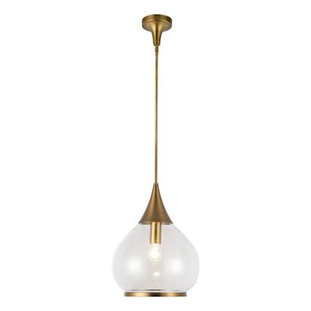 Alora Lighting Hazel 14" Wide Pendant with Clear Glass Shade Aged Gold