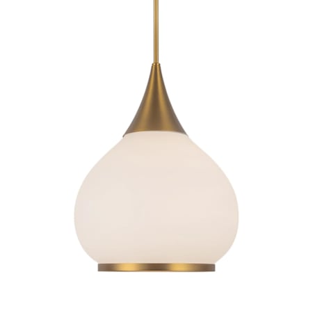 Alora Lighting Hazel 14" Wide Pendant with Opal Glass Shade Aged Gold