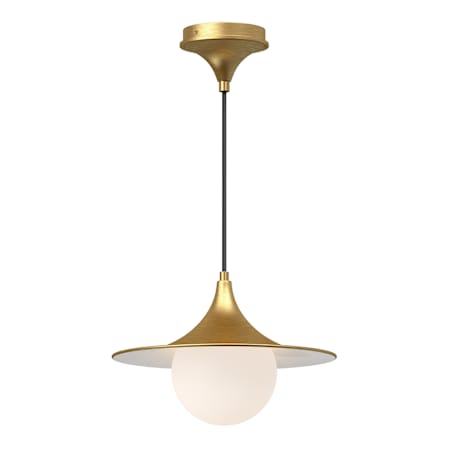Alora Lighting Fuji 13" Wide Pendant with Opal Glass Shade Brushed Gold