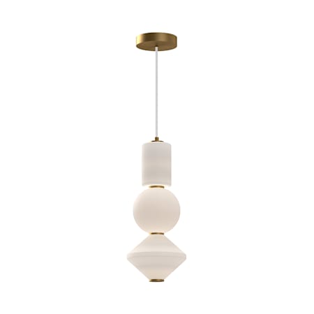 Alora Lighting Bijou 8" Wide 3000K LED Mini Pendant with Matte Opal Glass Shades Aged Gold