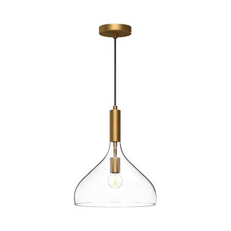 Alora Lighting Belleview 12" Wide Pendant with Clear Glass Shade Aged Gold