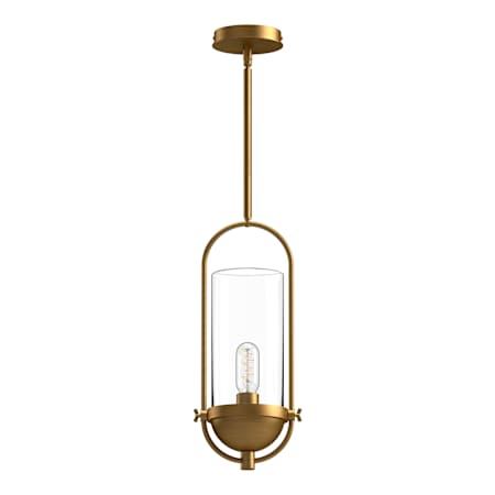 Alora Lighting Cyrus 8" Wide Outdoor Mini Pendant with Clear Glass Shade Aged Gold