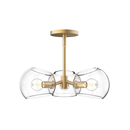 Alora Lighting Willow 3 Light 16" Wide Chandelier with Clear Glass Shades Brushed Gold