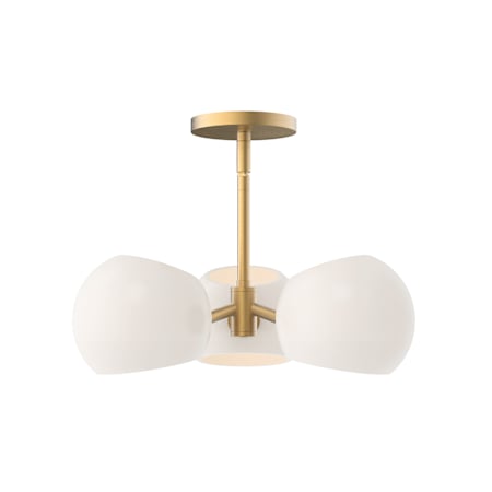 Alora Lighting Willow 3 Light 16" Wide Chandelier with Opal Glass Shades Brushed Gold