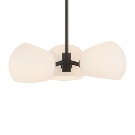 Alora Lighting Willow 3 Light 16" Wide Chandelier with Opal Glass Shades Matte Black