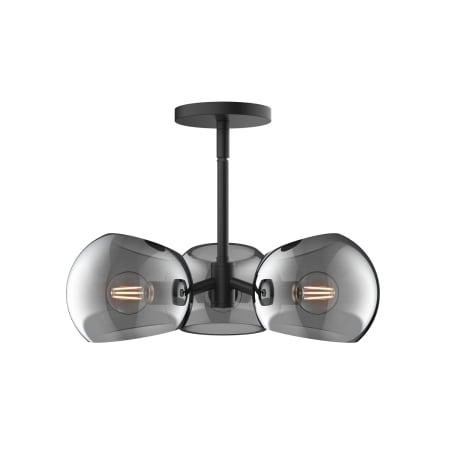 Alora Lighting Willow 3 Light 16" Wide Chandelier with Smoked Glass Shades Matte Black