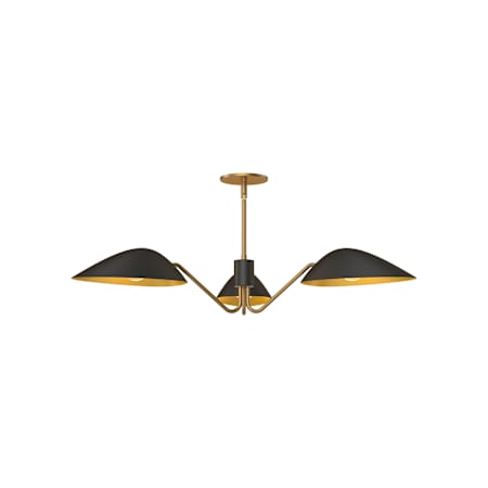 Alora Lighting Oscar 3 Light 36" Wide Chandelier Matte Black / Aged Gold