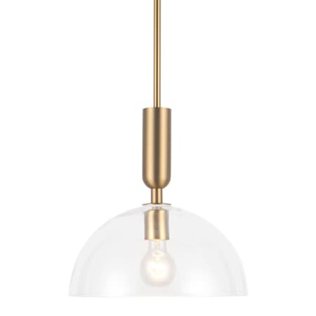 Alora Lighting Jude 12" Wide Pendant with Clear Glass Shade Brushed Gold