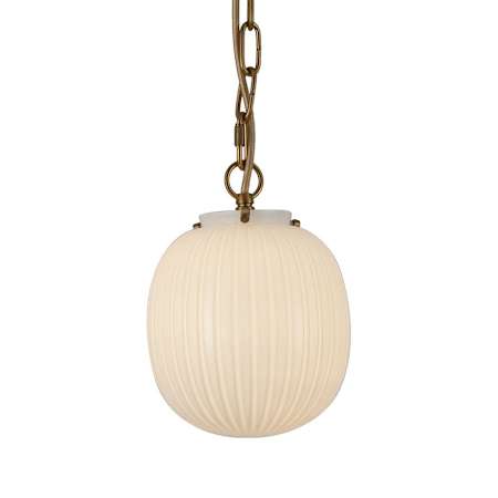Alora Lighting Cherise 7" Wide Mini Pendant with Ribbed Opal Glass Shade Brushed Gold / Glossy Ribbed Opal Glass