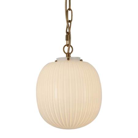 Alora Lighting Cherise 12" Wide Pendant with Ribbed Opal Glass Shade Brushed Gold / Glossy Ribbed Opal Glass