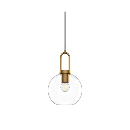 Alora Lighting Soji 8" Wide Mini Pendant with Clear Glass Shade Aged Gold