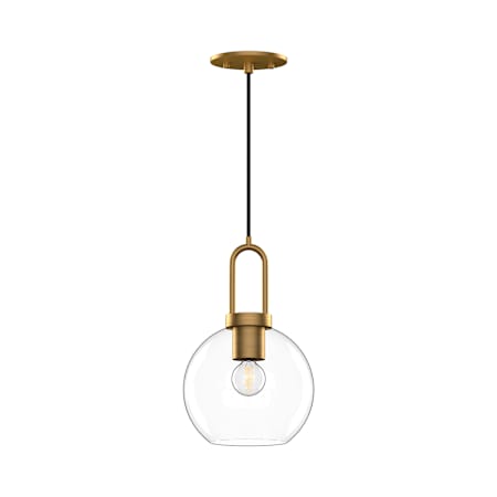 Alora Lighting Soji 8" Wide Mini Pendant with Clear Glass Shade Aged Gold