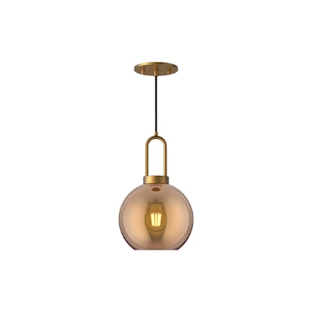 Alora Lighting Soji 8" Wide Mini Pendant with a Copper Glass Shade Aged Gold