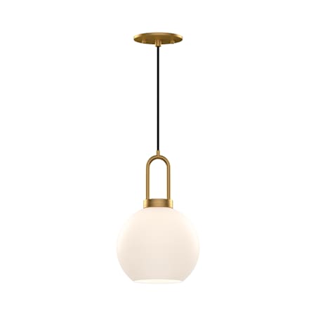 Alora Lighting Soji 8" Wide Mini Pendant with Frosted Glass Shade Aged Gold