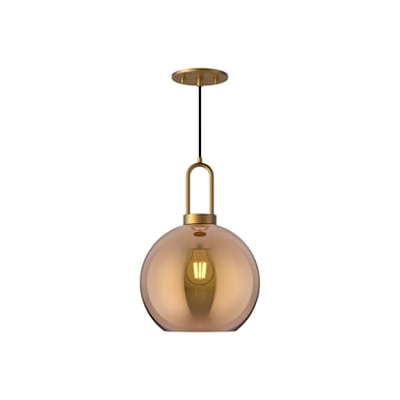 Alora Lighting Soji 10" Wide Mini Pendant with a Copper Glass Shade Aged Gold