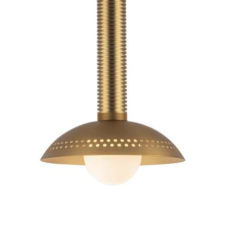 Alora Lighting Arden 6" Wide LED Wood Mini Pendant with Metal and Opal Glass Shades Brushed Gold / Opal Glass