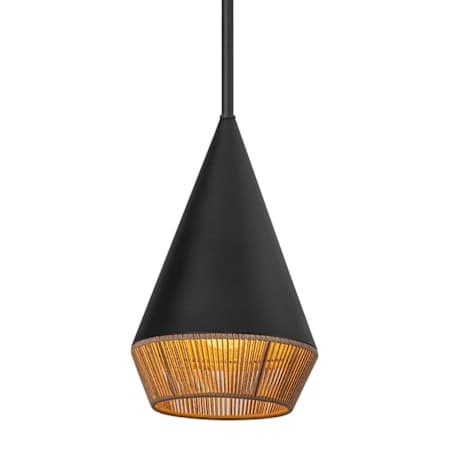 Alora Lighting Daphne 7" Wide Mini Pendant Matte Black / Brown Cotton Rope