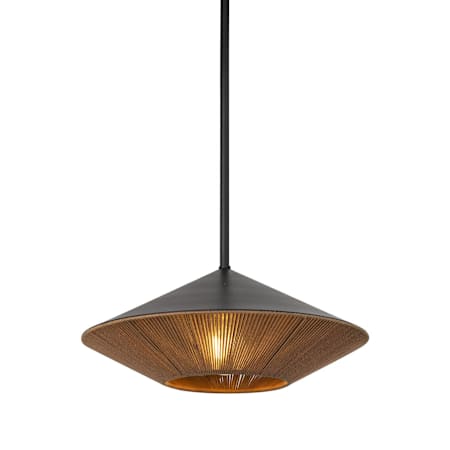 Alora Lighting Daphne 15" Wide Pendant Matte Black / Brown Cotton Rope