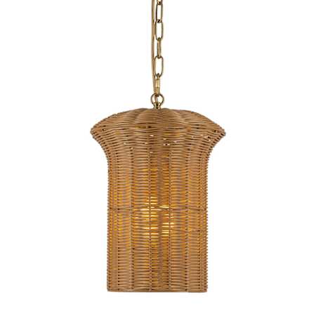 Alora Lighting Kai 11" Wide Pendant with Rattan Shade Brushed Gold