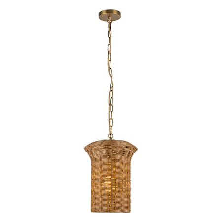 Alora Lighting Kai 11" Wide Pendant with Rattan Shade Brushed Gold