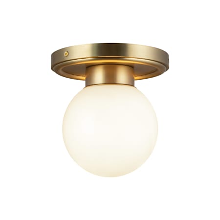 Alora Lighting Fiore 6" Wide Semi-Flush Globe Ceiling Fixture Brushed Gold / Glossy Opal Glass