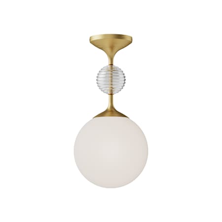 Alora Lighting Celia 13" Wide Semi-flush Globe Ceiling Fixture Brushed Gold / Opal Glass