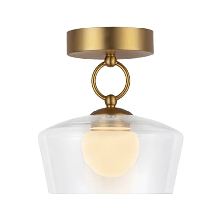 Alora Lighting Leota 8" Wide LED Semi-Flush Ceiling Fixture with Clear and Opal Glass Shades Brushed Gold / Clear Glass