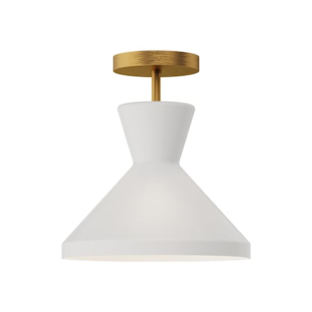 Alora Lighting Betty 13" Wide Semi-flush Ceiling Fixture Aged Gold / Opal Glass